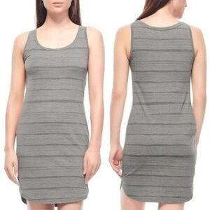 Icebeaker Cool-Lite Merino Wool Gray Striped Performance Yanni Tank Dress - M